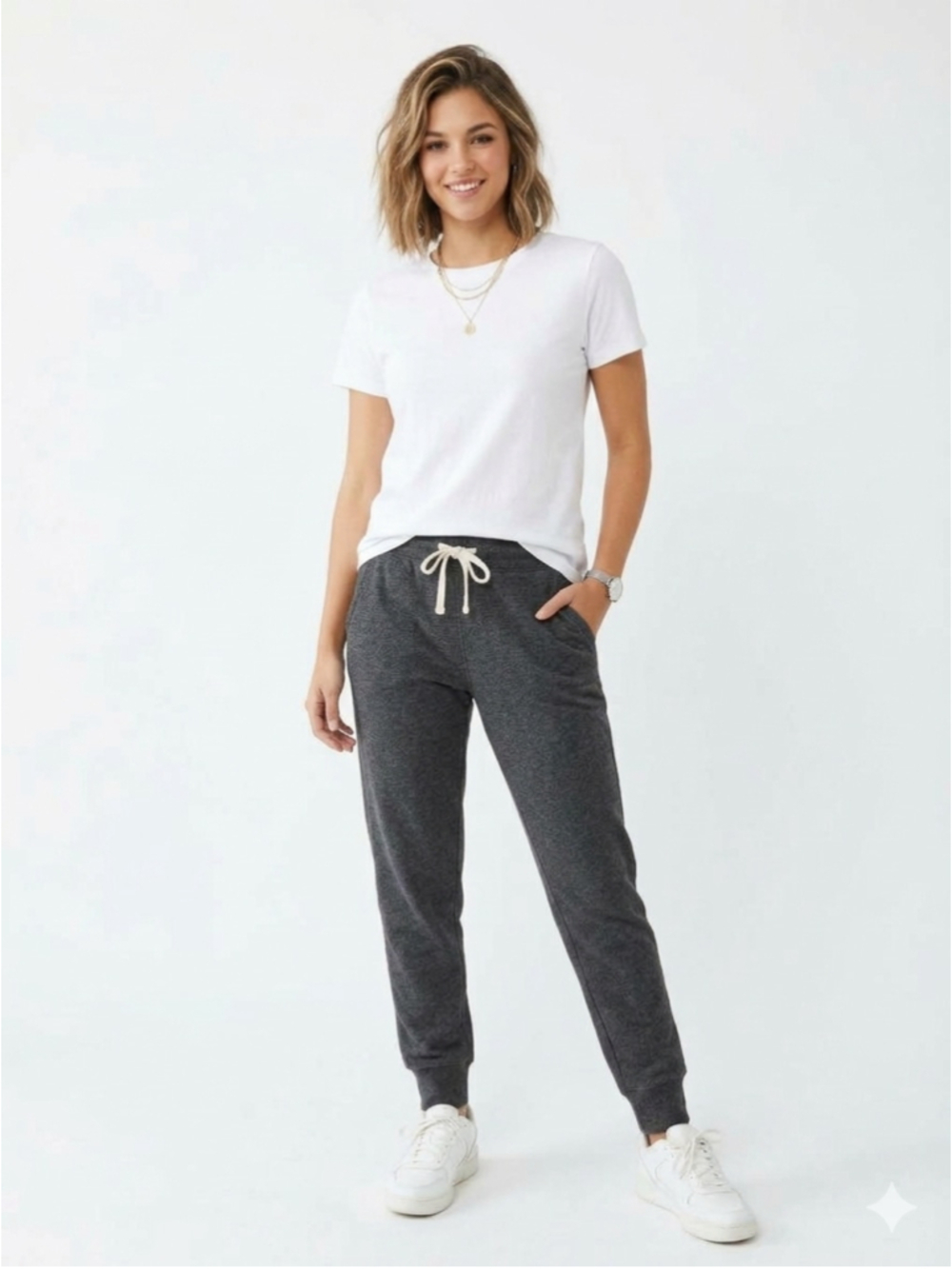 Aritzia Tna Charcoal Heather Gray Fleece Ribbed Panel Joggers - Small - 924
